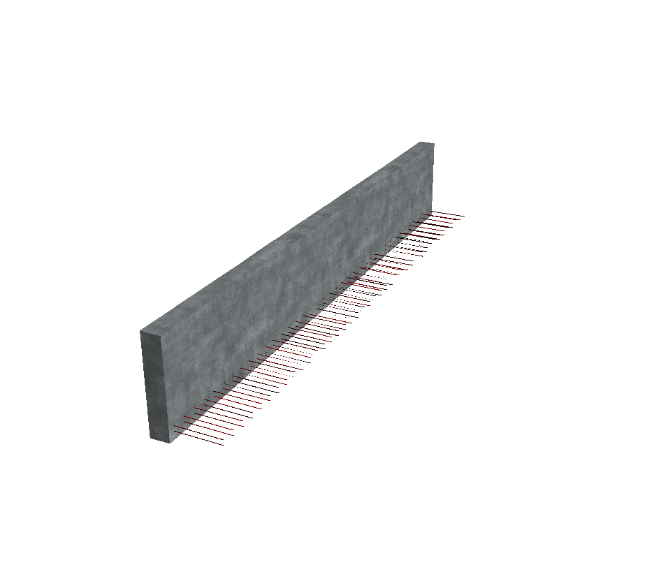 Vue inclinée d'un acrotère en béton préfabriqué - Rendu 3D