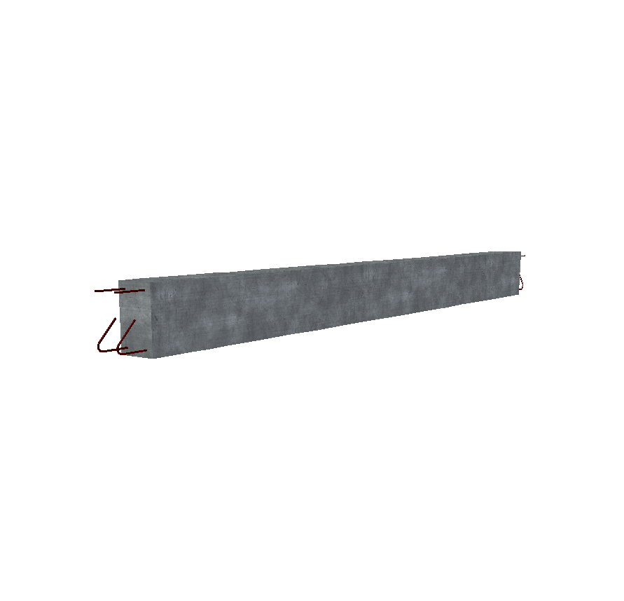 Élément de longrine en béton préfabriqué vu en perspective - rendu 3D