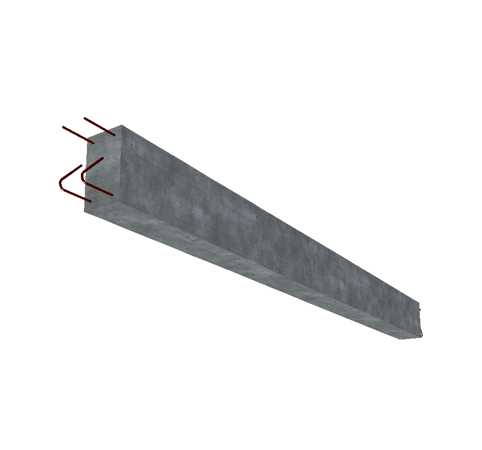 Modèle 3D d’une longrine en béton préfabriqué avec ferraillage visible