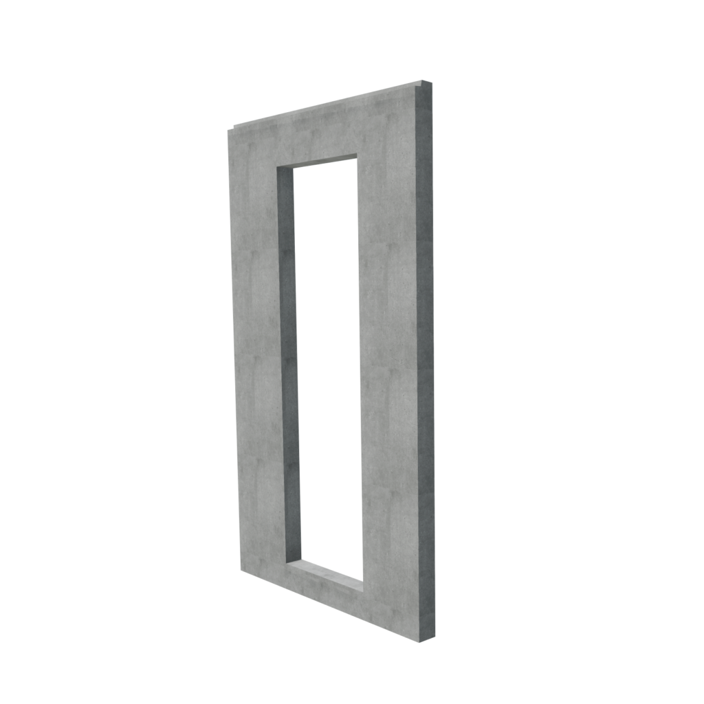 Représentation 3D d’un mur simple peau en béton préfabriqué