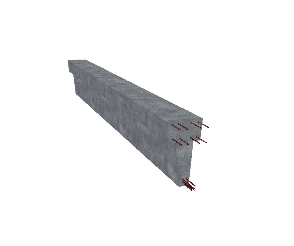Vue en perspective d'une panne en béton préfabriqué - Rendu 3D