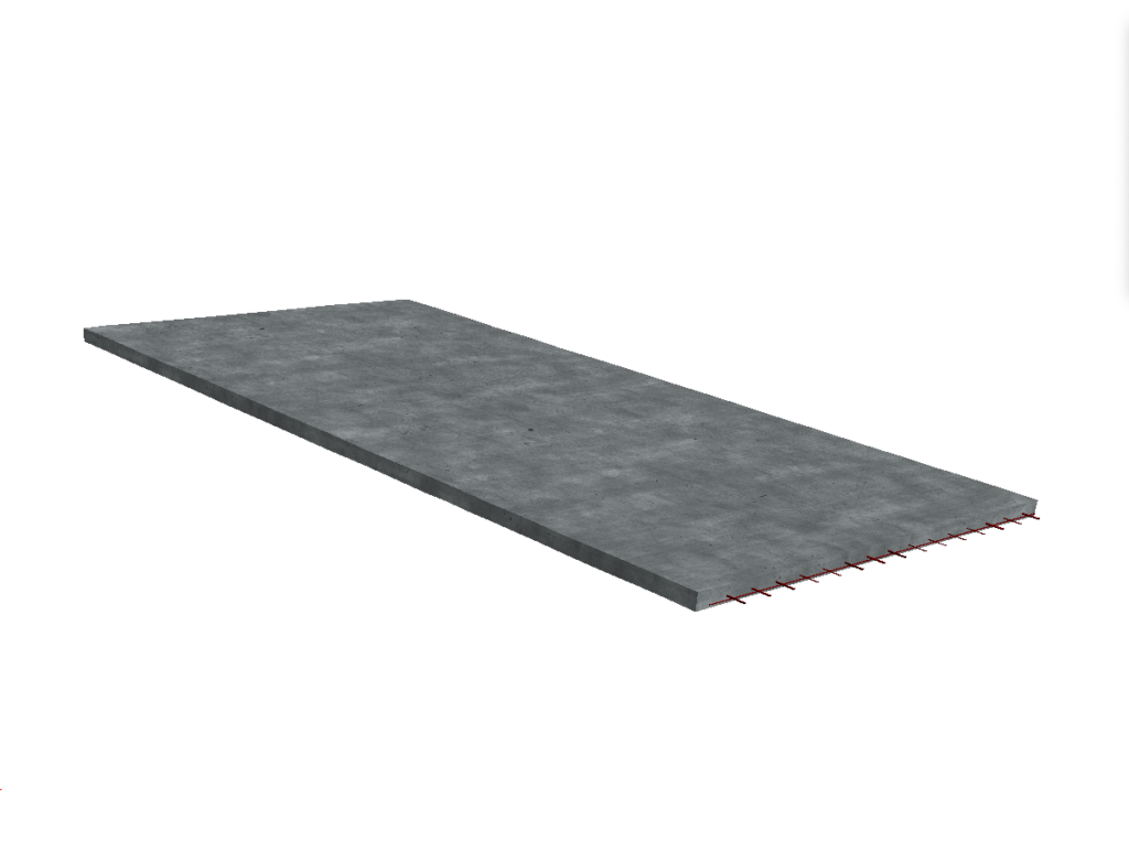 Rendu 3D d’une prédalle en béton préfabriqué