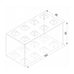 Schéma technique d’un bloc béton préfabriqué empilable CIR PREFA, dimensions 160 x 80 x 80, avec picots d’emboîtement.